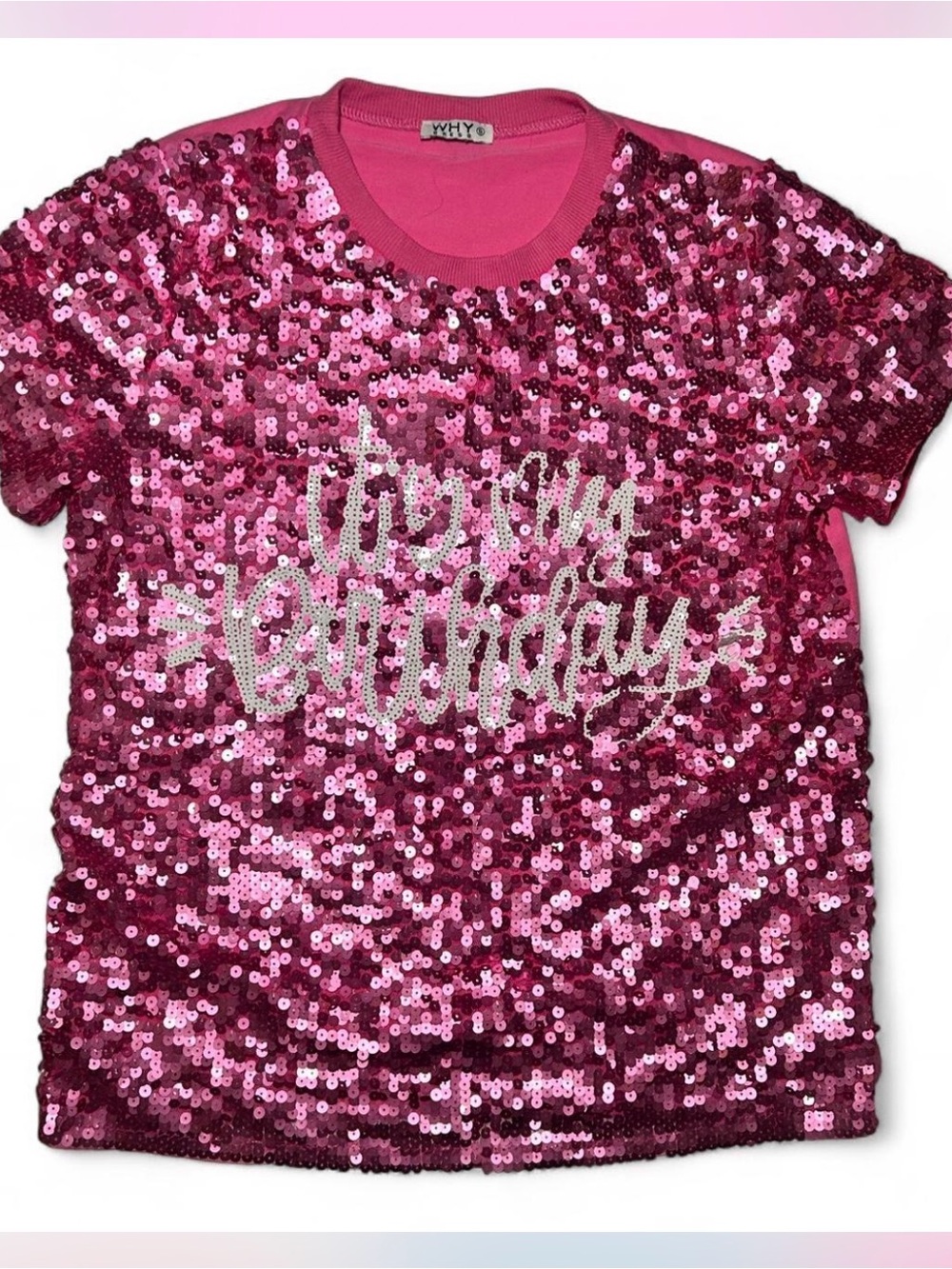 Pink Sequin 'It's My Birthday' Girls T-Shirt